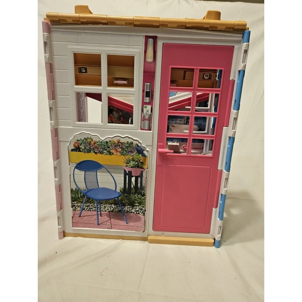 Mattel Barbie 2 Story Folding Dream House 2016 Kitchen Bathroom Living Room